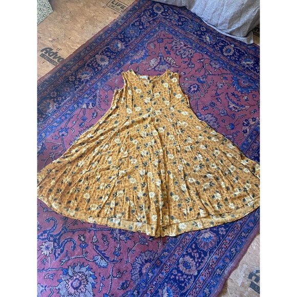 Vintage Y2K 90s Sarah Richards Plus Floral Circle Skirt Sz 12 Yellow Sleeveless - Picture 6 of 10